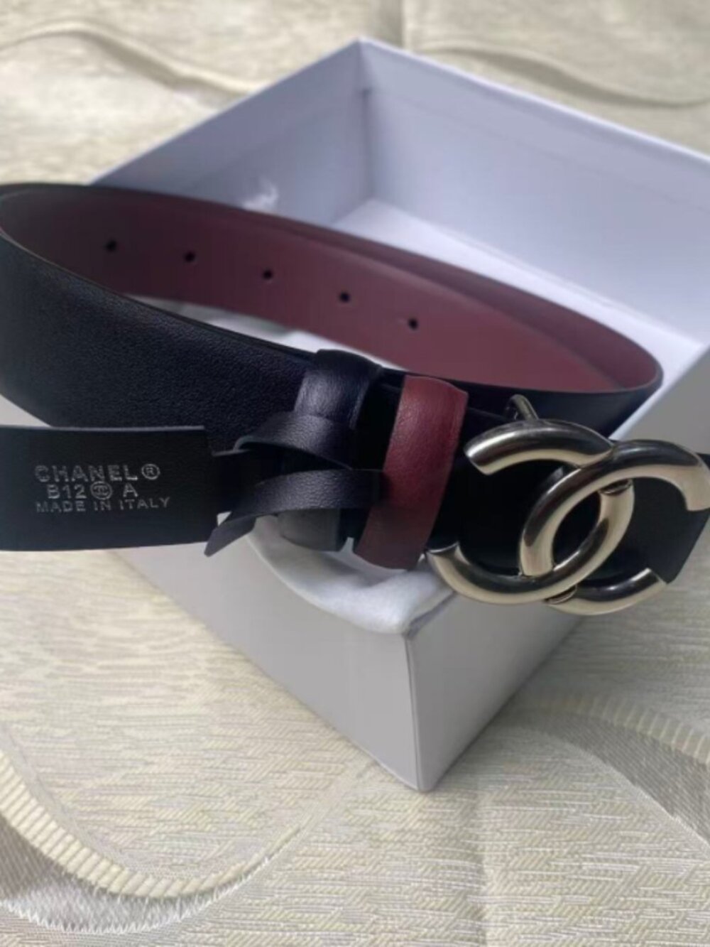 Reversible Leather Chanel CC Logo Belt Size 80cm - Picture 3 of 5